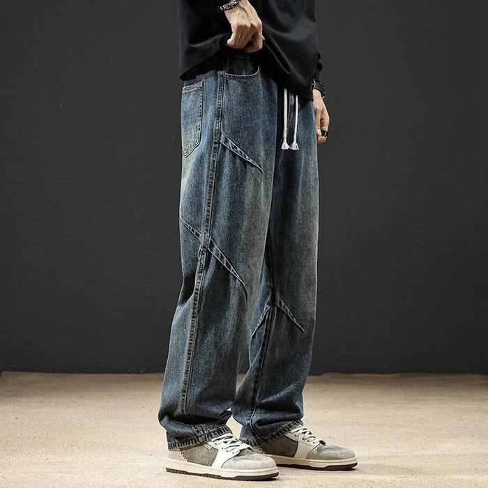 8zg8- Tamp-X Oversize Baggy Celana Jeans Pria Gombrong Skena Dekonstruksi Denim Jumbo Korean