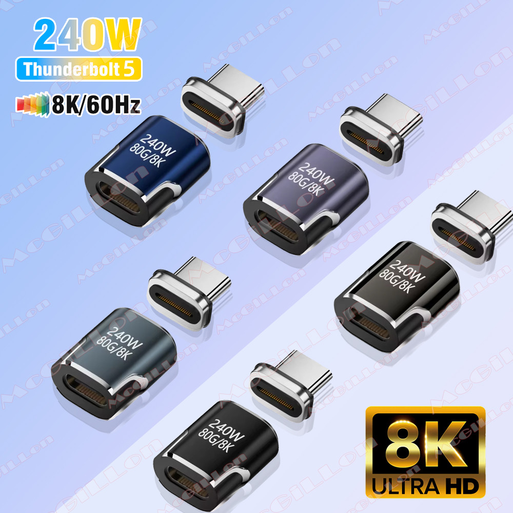 240W USB4.0 80Gbps Thunderbolt5 Magnetic Type-C OTG USB C To USB-C Fast Charge Magnet Converter