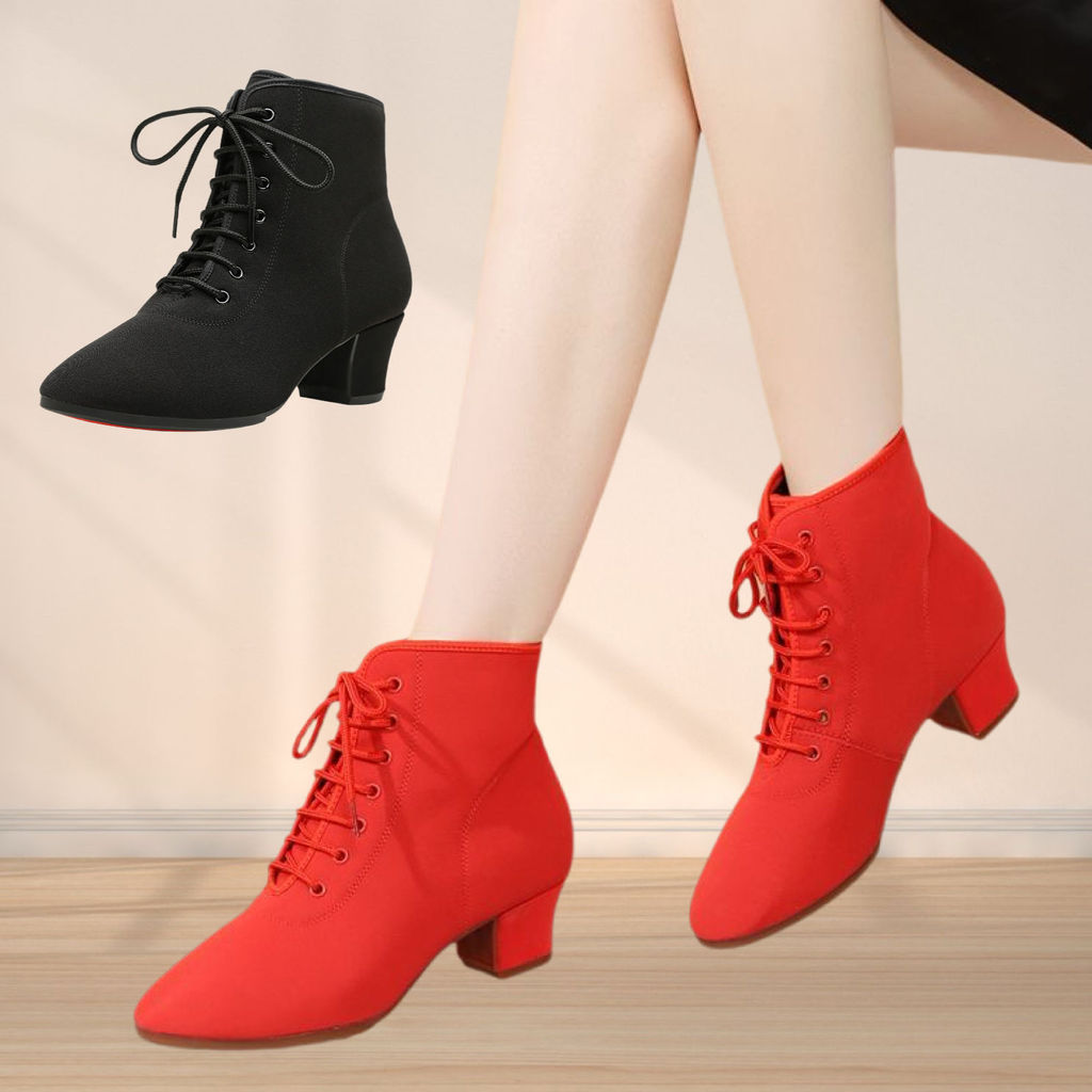 Sepatu Tari Wanita Dewasa Boots Kanvas Sol Lembut Sepatu Pertunjukan Tari Etnis Anti Slip Ringan Nya