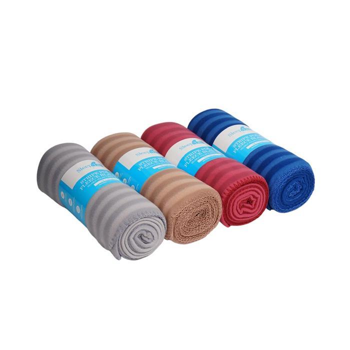 zrf4- Azko Sleeplite Selimut Polar Fleece Stripe Blanket Kain Penghangat Tubuh Aksesoris