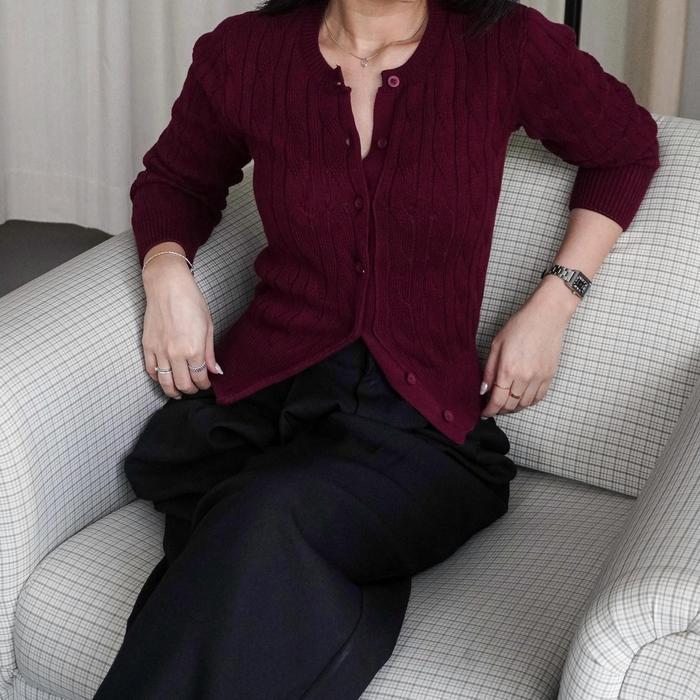 Terhemat Karakiri - Carol Cable Knit Cardigan Top Terlaris
