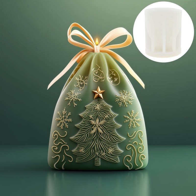 Christmas Gift Bag Candle Silicone Mold Christmas Tree Snowflake Relief Christmas Gift Bag Pocket