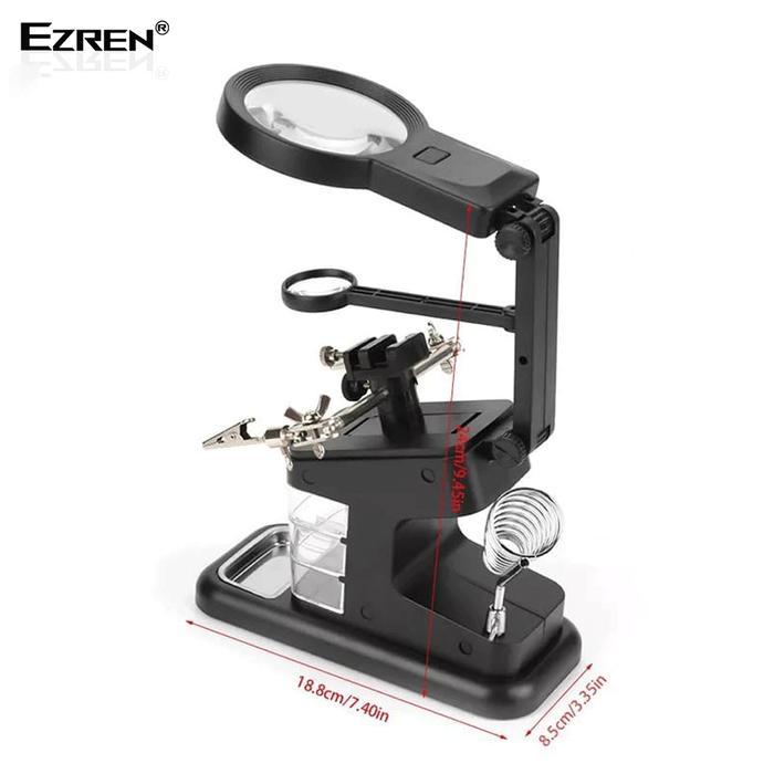 EZREN TE-803 KACA PEMBESAR DUDUKAN STASIUN MAGNIFIER LED LIGHT CLAMP