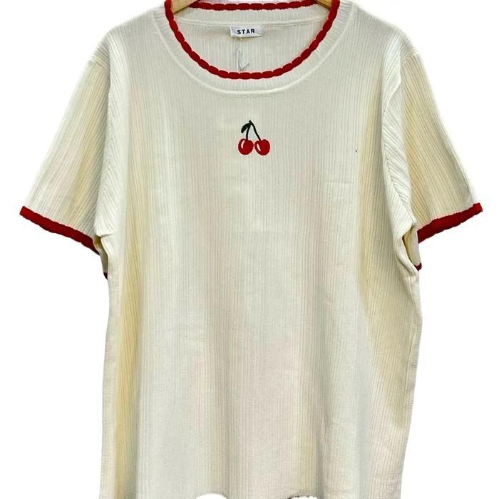 93fd- Cherry Top Atasan Jumbo Gambar Cherry Bordir / Atasan Jumbo Bigsize Cherry