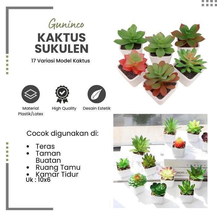 New [GUNINCO] KAKTUS SUKULEN MINI Artificial Dekorasi Tanaman Hias Palsu Aesthetic Hiasan Latex