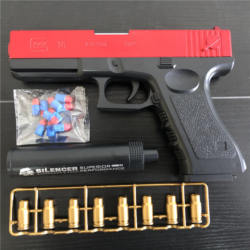 Soft Bullet Toy Gun Shell Ejection Foam Darts Pistol Desert Eagle Airsoft Gun With Silencer For Kid