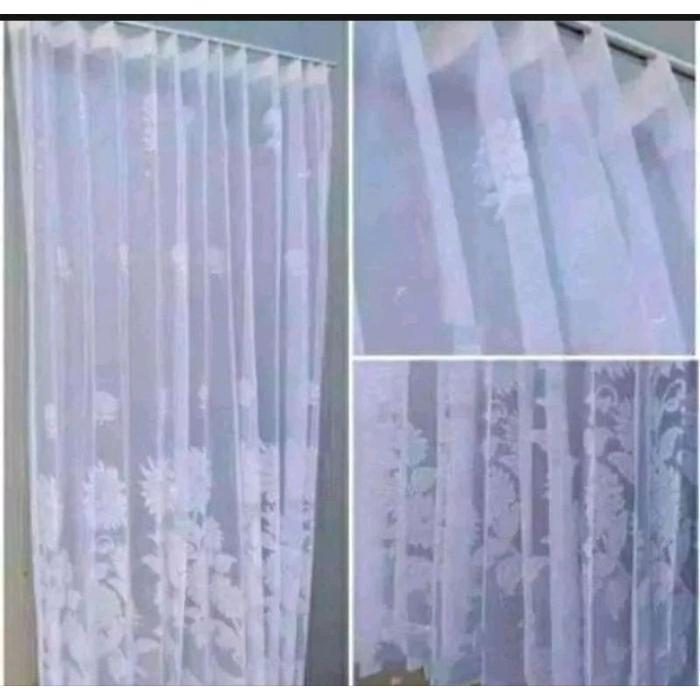 5jee- Gorden Vitrase Motif Matahari Ukuran Lebar 100 - 200 X Tinggi 200 Gorden Transparan