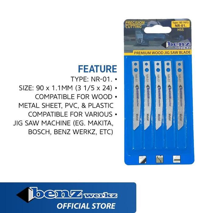 rzpl- 5 Pcs Mata Gergaji Jigsaw Blade No. 1 Hss Metal Benz Werkz