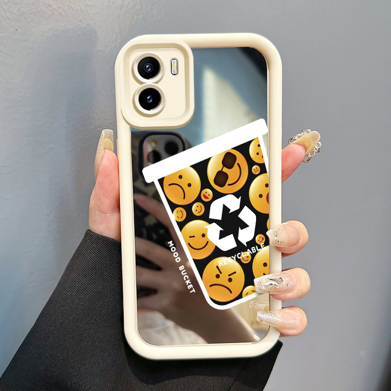 Casing Hp VIVO Y15S Y15A Y15C Y01 Case HP Casing pola Cangkir tas emosi Kartun Kasing cermin Cesing 