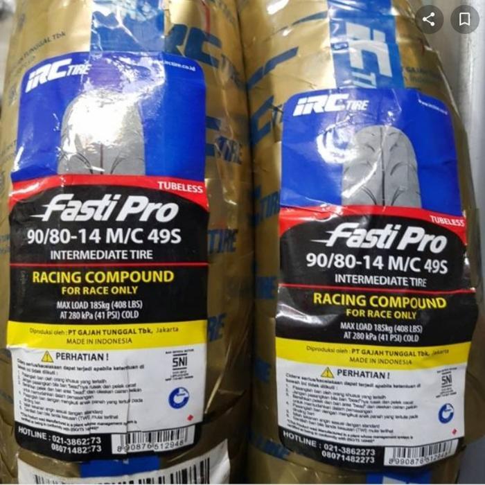 BAN MOTOR IRC FASTI PRO 90/80-14 TL