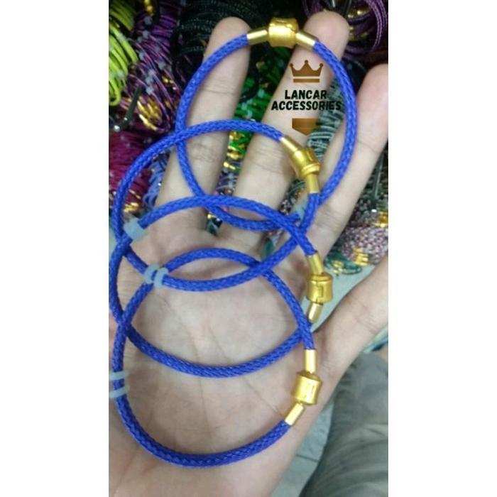 e64c- Gelang Tali Kawat Waterproof Anti Air Untuk Charm Liontin Huruf Emas Hongkong