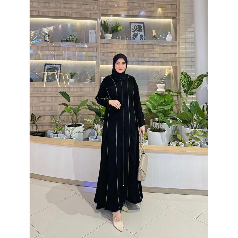 [Potongan Harga] GALERI SICANTIK - COD - Gamis Abaya Hitam Polos Tangan Kancing Full Resleting