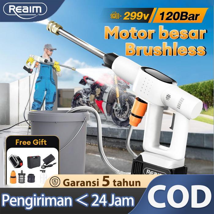 REAIM Mesin Cuci Motor Mini Selang Kompresor Mini untuk Ngecat 299V Jet Cleaner Tekanan Tinggi Alat