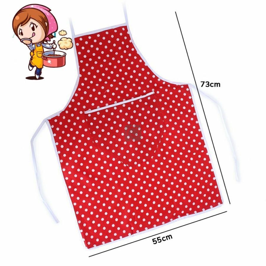 Apron Masak Dapur Celemek Chef Koki Panjang Motif Polkadot Warna Warni Kain Katun Unisex Anti Air An