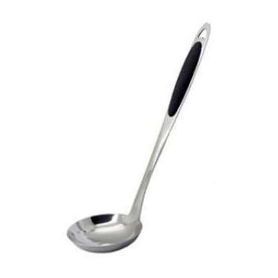 Centong Kecil Stainless Silver Gagang Plastik Hitam Anti Panas Awet Murah Tebal Panjang 26CM Irus La