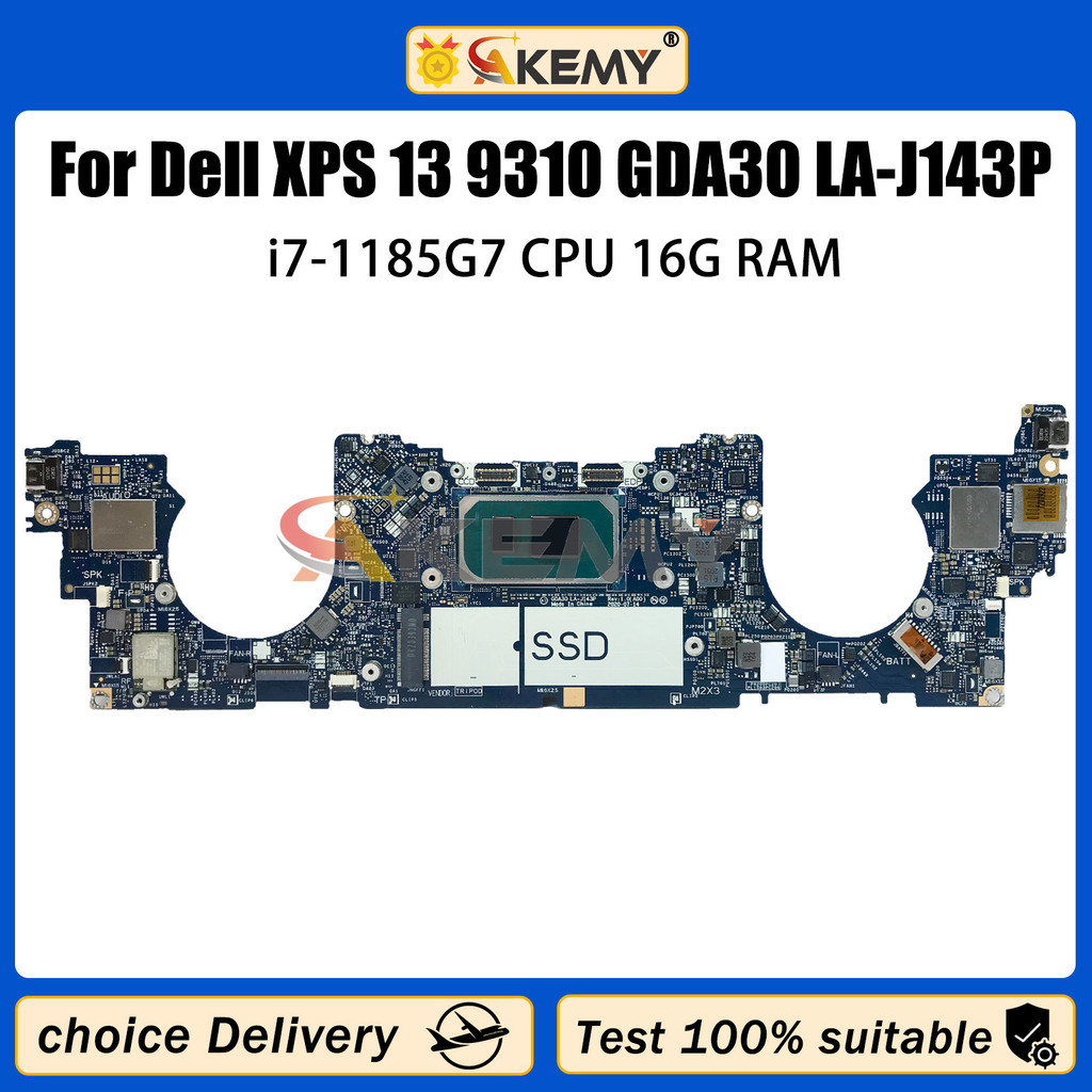 AKEMY LA-J143P For Dell XPS 13 9310 Laptop Motherboard with i7-1185G7 CPU 16G RAM CN-0XTD5W XTD5W No