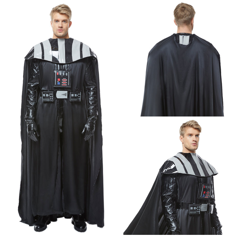 Halloween Darth Cos Vader Cosplay Costume Jumpsuit Vest Cloak Black Uniform Movie Battle Space Adult