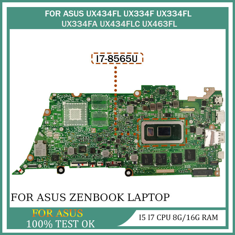 For ASUS ZenBook 13 UX433F UX433FN UX433FA UX433 U4300F Laptop Motherboard I3 I5 I7 CPU 8G/16G RAM M