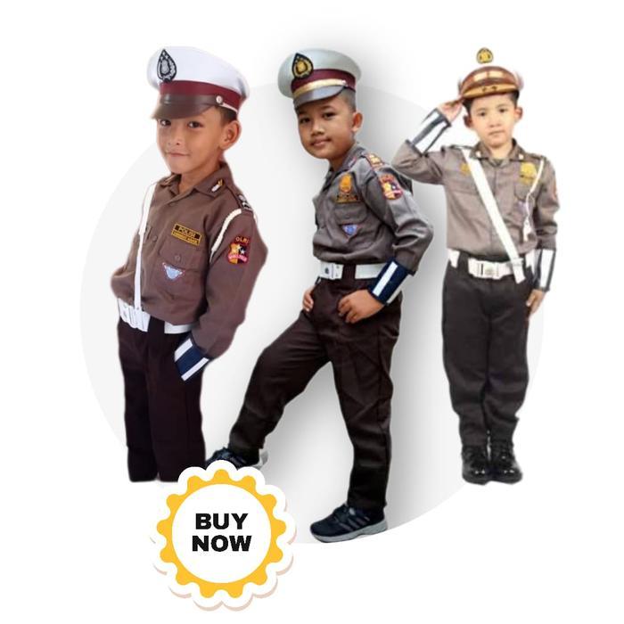 Baju Polantas Anak Laki-Laki Lengkap Aksesoris Baju Polisi Anak Laki Laki Baju Profesi Polisi Lalu