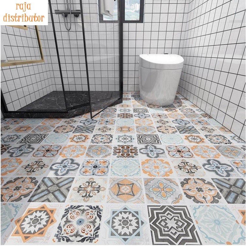 Wallpaper Stiker Lantai Dinding Bahan Tebal PVC Perekat Diri Toilet Tahan Air Stiker Lantai Pilihan