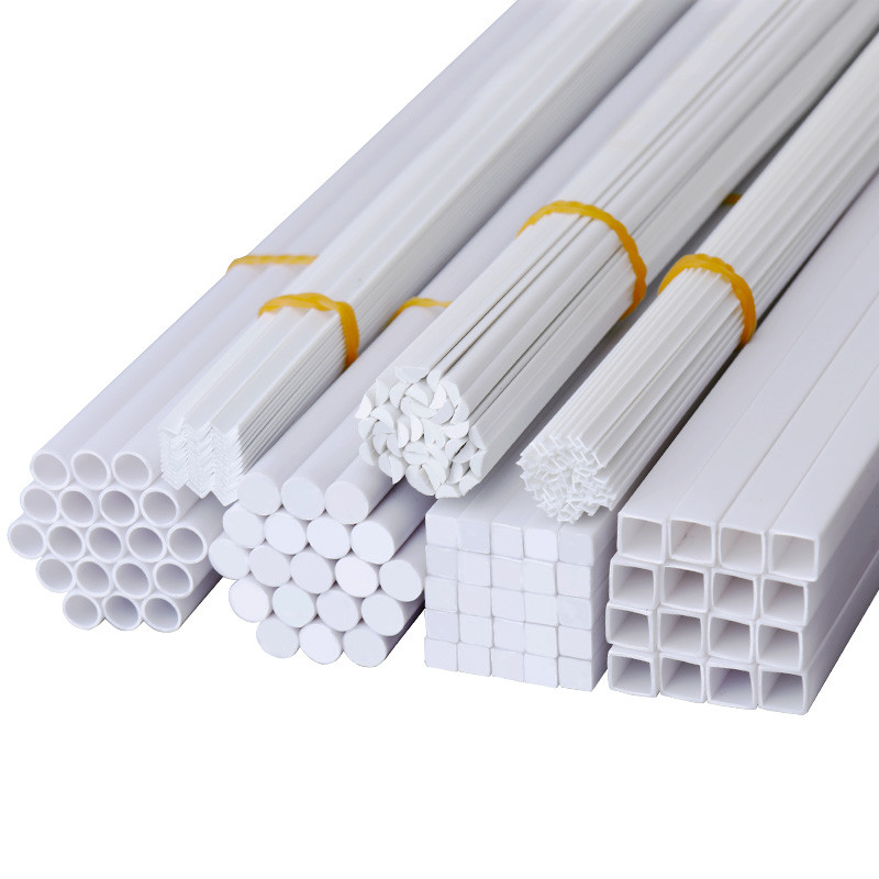 20Pcs 50Cm White Abs Styrene Round Plastic Pipe Tube Hollow Pipe Square Stick Model Building Kits