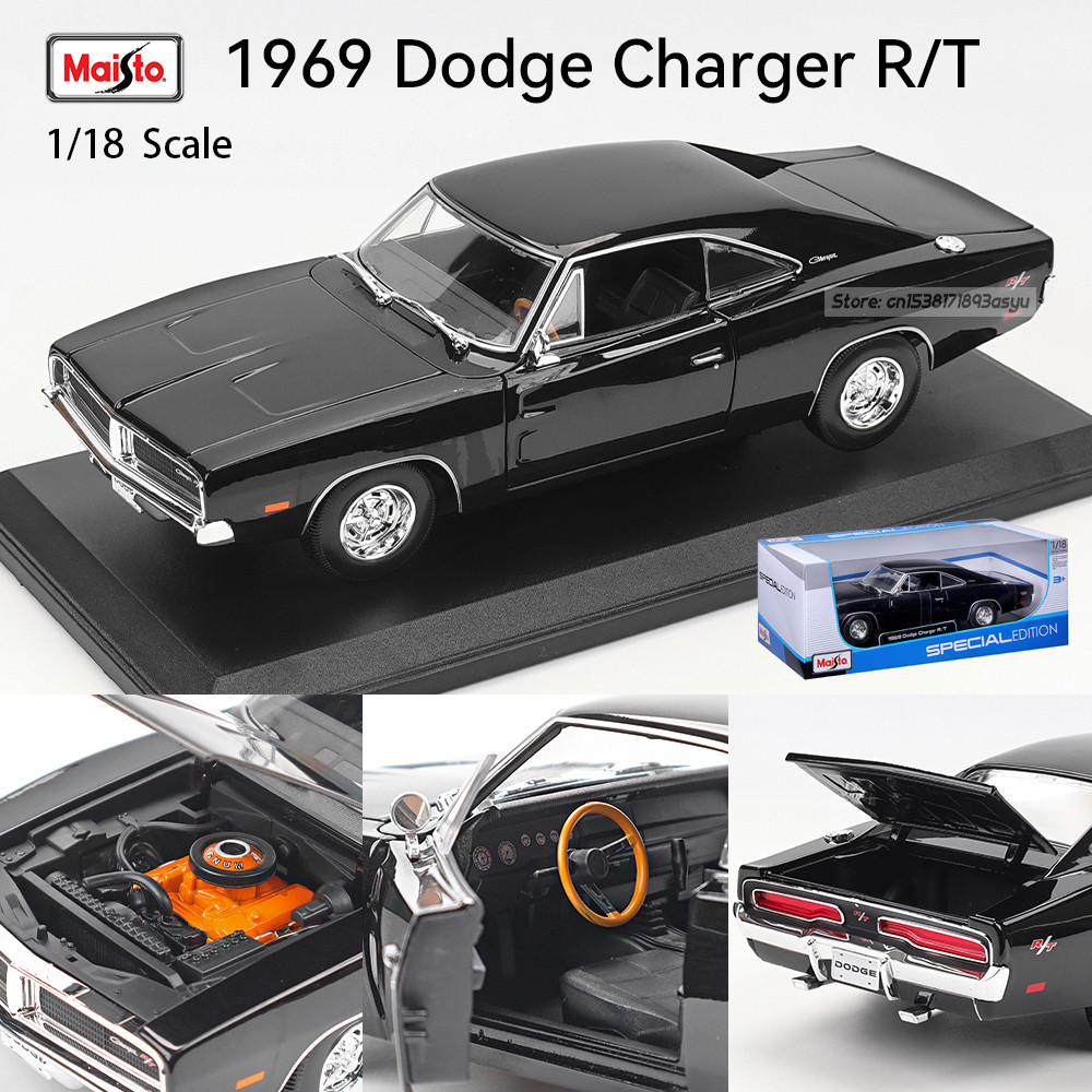 Maisto 1:18 1969 Dodge Charger R/T Sport Coupe Car Alloy Retro Model Classic Car Decoration