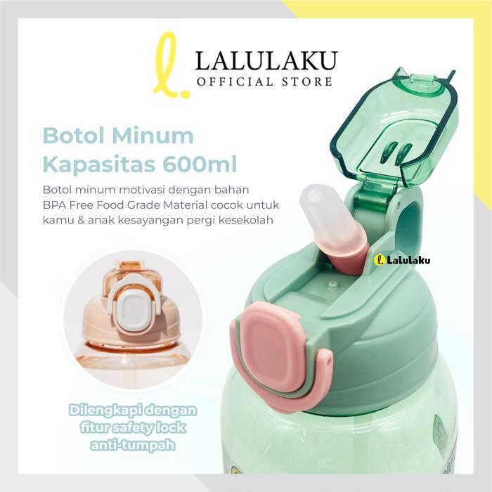 Botol Minum Stiker DIY 2D 600ml Sekolah Kantor Olahraga Sport Dewasa dan Anak-anak