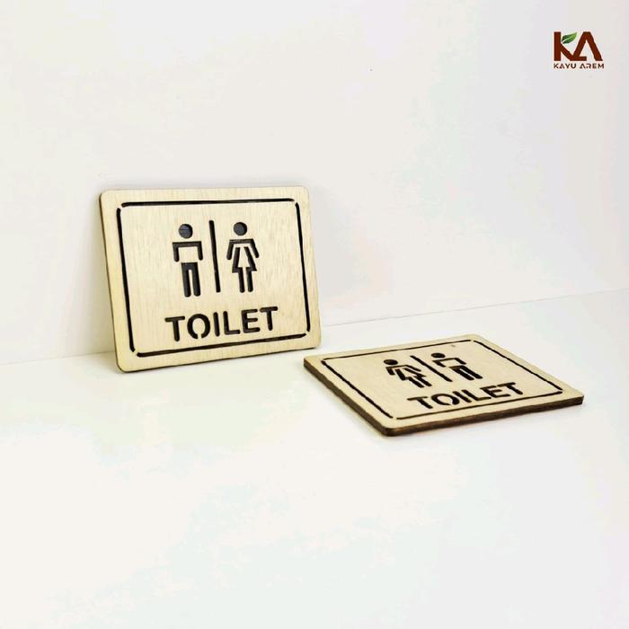 gdyd- Sign Toilet Tulisan Tanda Toilet Bahan Kayu Wooden Signage Natural