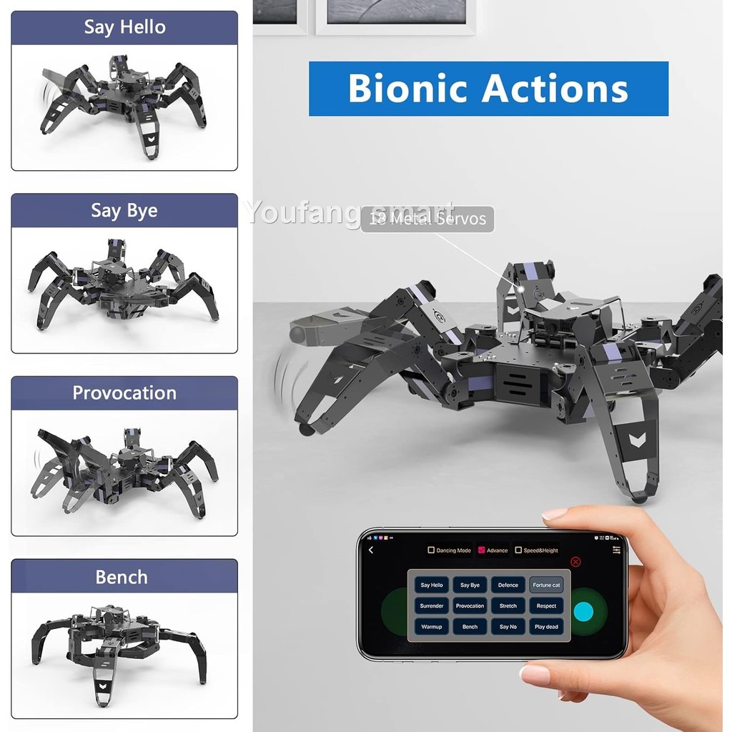 APP Control Hexapod Bionic Robot with Servo Graphical Programming Video Camera Spider For Arduino