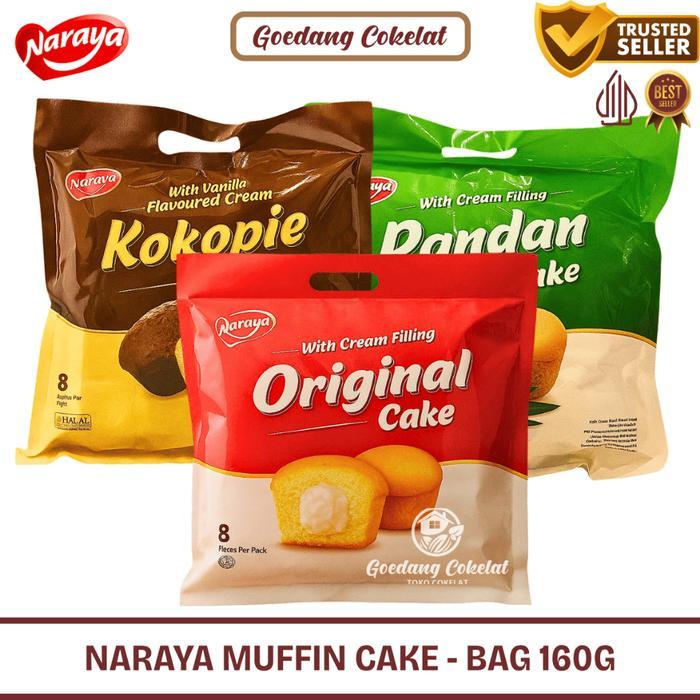 Naraya Muffin Cake 160g Kue Bolu Mini Muffin Isi Cream Aneka Rasa Original Pandan Kokopie Halal