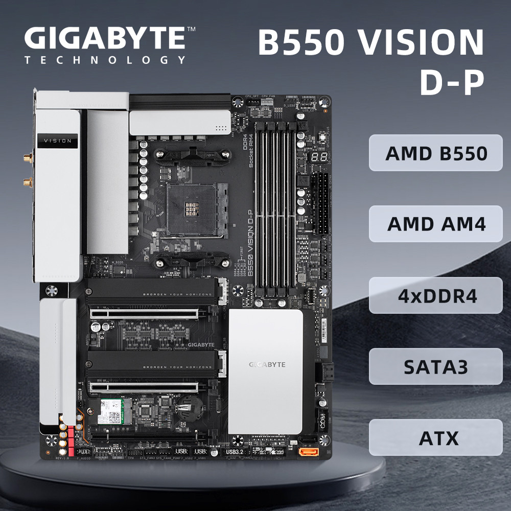 AM4 Motherboard Gigabyte B550 VISION D-P for Ryzen 7 5700x 5700x3d 5800x3d Motherboard AM4 for R5 56