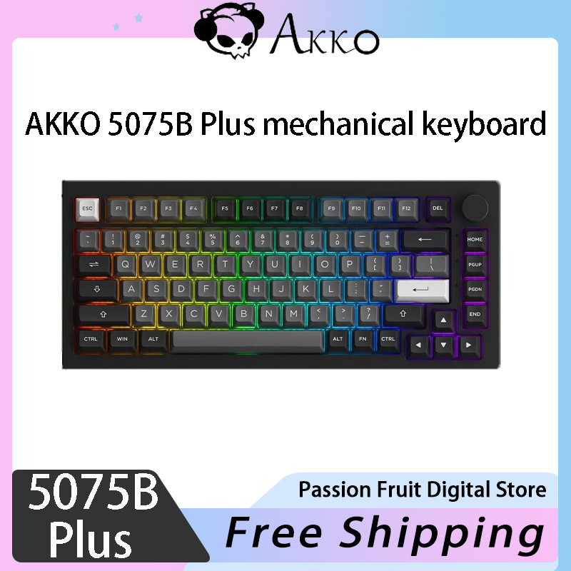 AKKO 5075B Plus Bluetooth three-mode mechanical keyboard, full-key hot-swappable, RGB backlight, 83-