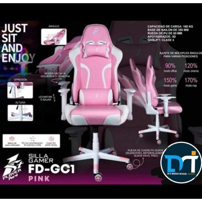 1STPLAYER FD-GC1 Gaming Chair Pink White Edition - All Steel Skeleton