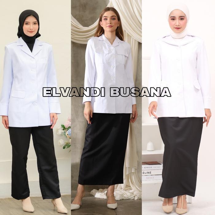 Atasan putih jas wanita / Seragam kerja blazer wanita / Atasan Putih Polos / Atasan putih baju guru