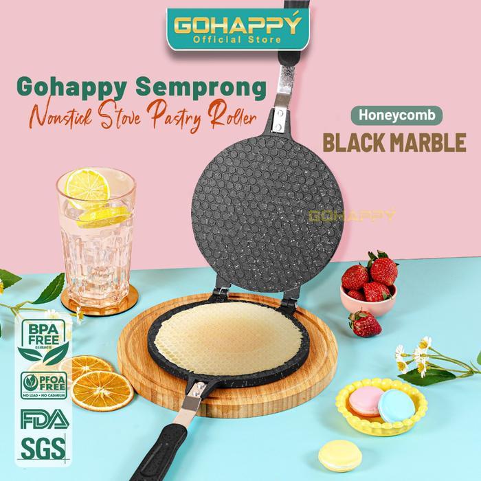 wjb0- (Trendnow) Cetakan Kue Semprong Original Gohappy Marble Anti Lengket Pastry Roller