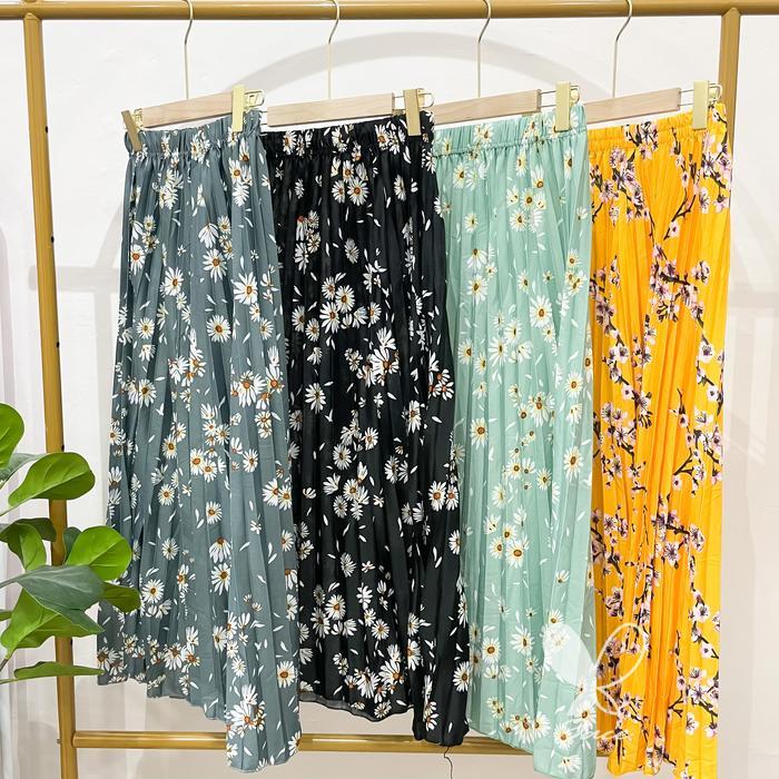 Jace Rok Plisket Motif Rok Motif Rok Bunga Mayung Hyget Jumbo Bunga Setrip Polkadot Karet Panjang