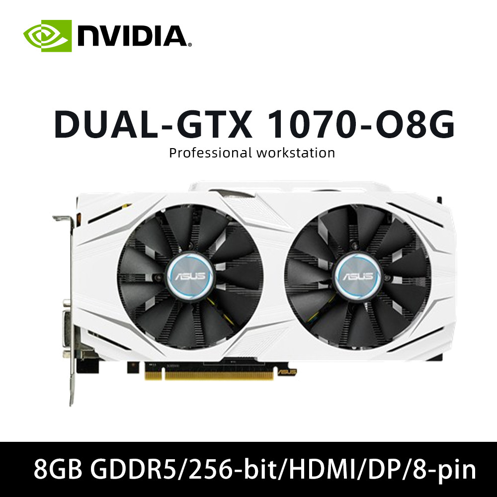 ASUS DUAL GTX1070 O8G GDDR5 8GB 256bit 1070 graphics card Support PCIE 3.0 HDMI DP DVI 8pin Dual fan