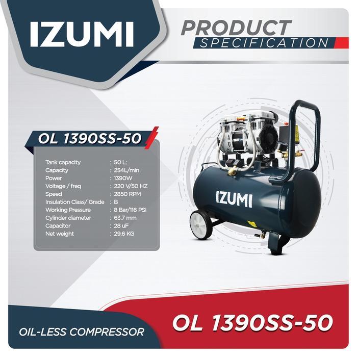 Ready Ya Kompresor Angin Oilless Izumi Ol1390Ss-50 / Compressor Izumi Ol 1390
