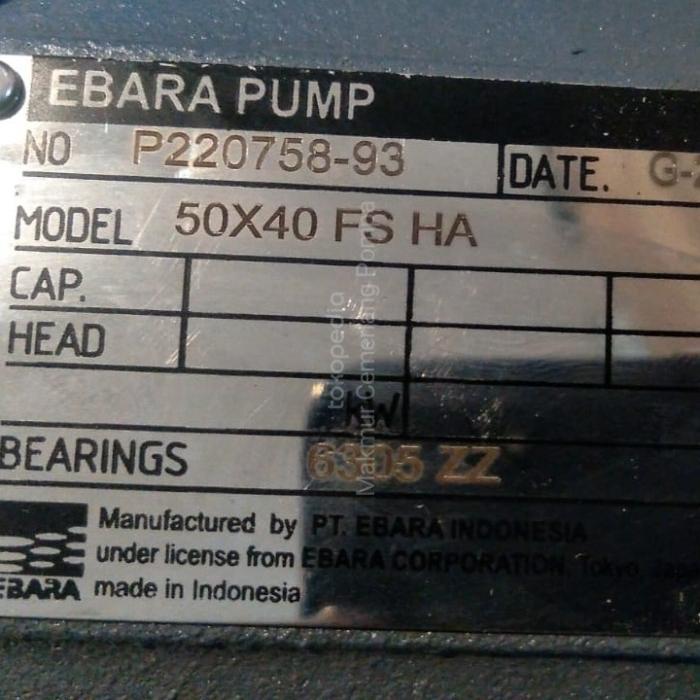 Paling Murah Pompa Ebara 50X40 Fsha (Gp) 2"X1.5" Ebara 50 X 40Fsha Terlaris