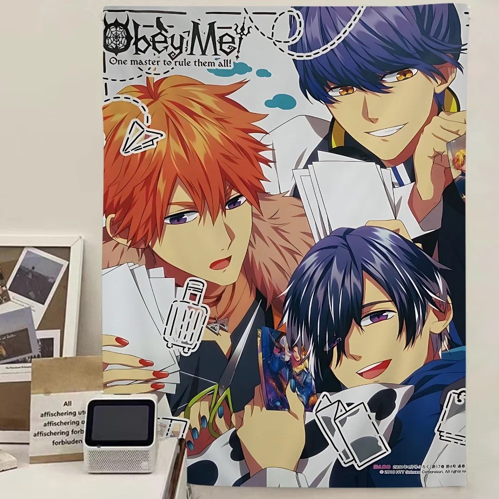 Obey Me Anime Tapestry, Bohemian Wall Hanging, Mandala Kawaii Decor, Gamer Room Art, Boho Home