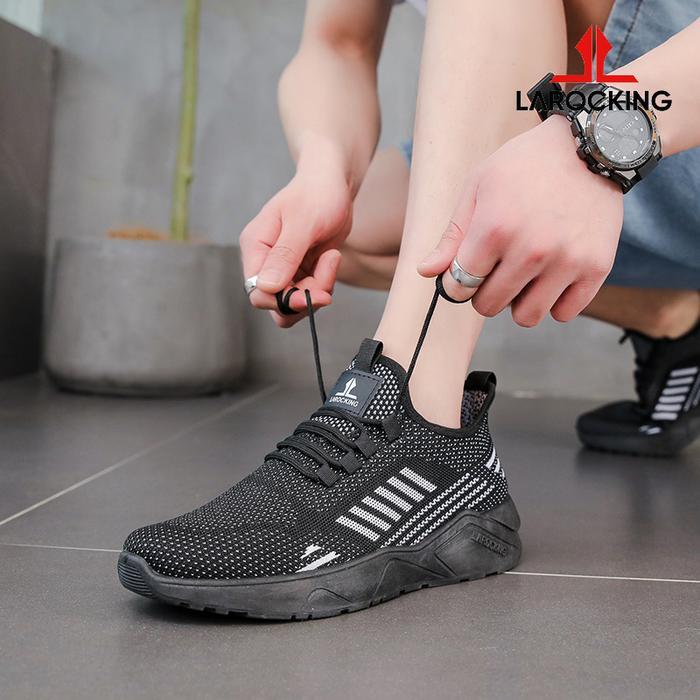 swte- Larocking - Owen Hitam Polos Abu Tua Sepatu Running Gym Shoes Sport Outdoor