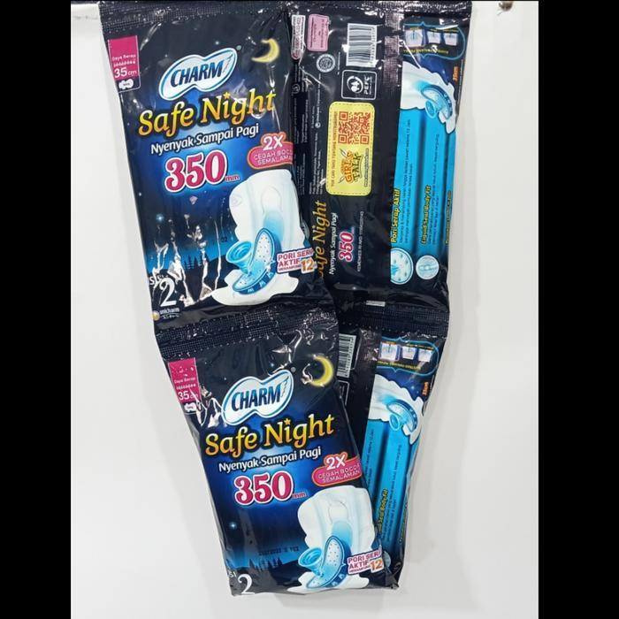 mhy9- Charm Safe Night Renceng Isi 10X2 Pads Wing 35 Cm Pembalut Tidur Malam