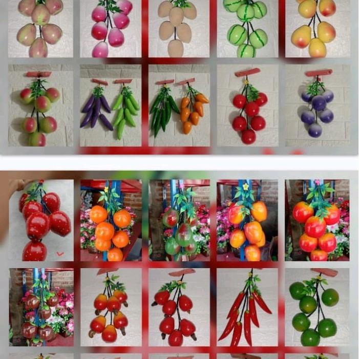 Buah kayu artificial / bunga hias gantung dekorasi dinding / hiasan buah gantung / dekorasi hiasan