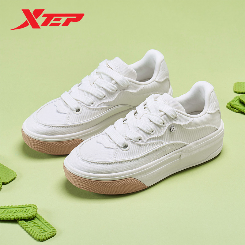 Xtep Platform Skateboarding Shoes For Women 2024 Autumm Comfortable Sports Shoes Jogging Fashion