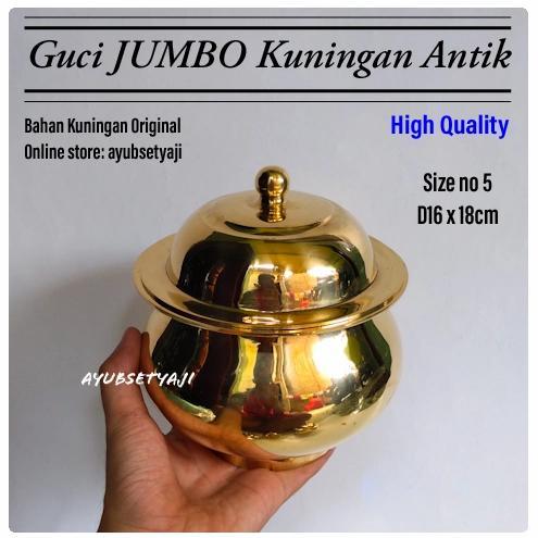 Guci Kuningan no5 JUMBO BESAR Bokor Kuningan antik Tempat Dupa Ratus Promo Premium