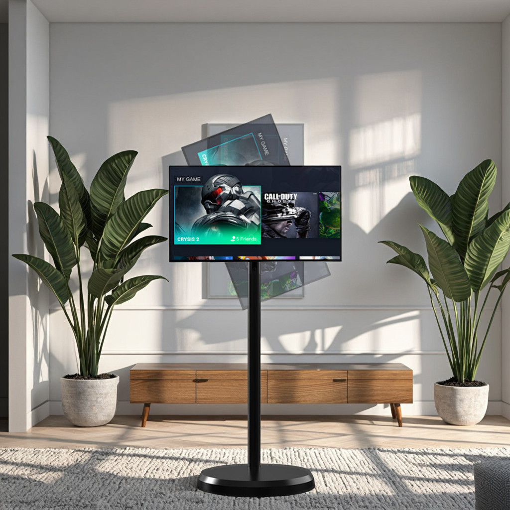 21.5 Inch 1080P Smart Screen Rollable Touch Screen Ip Tv Vertical Portable Tv Movable Television