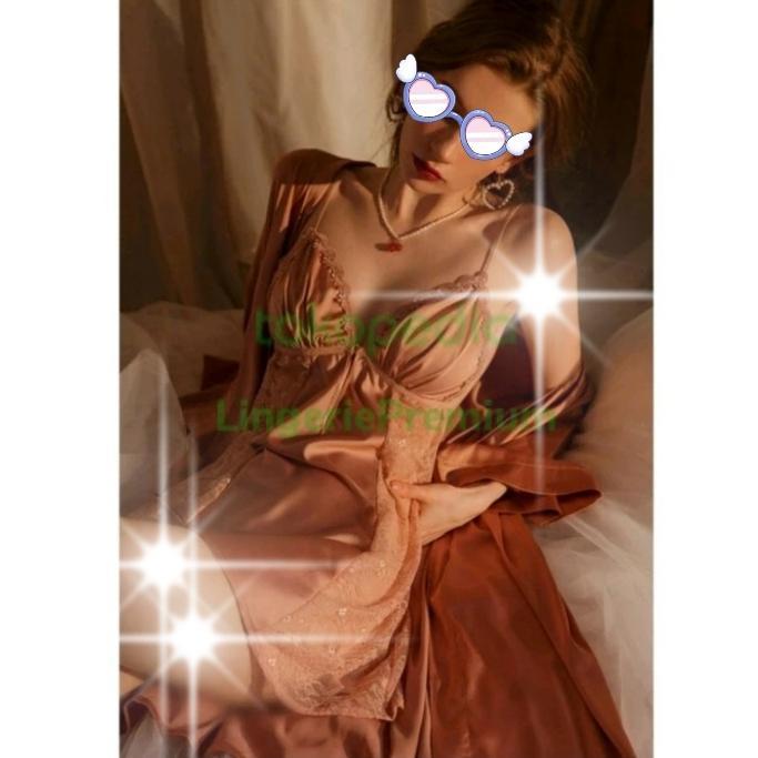 Lingerie Premium Pajamas Set 2 In 1 Kimono Satin
