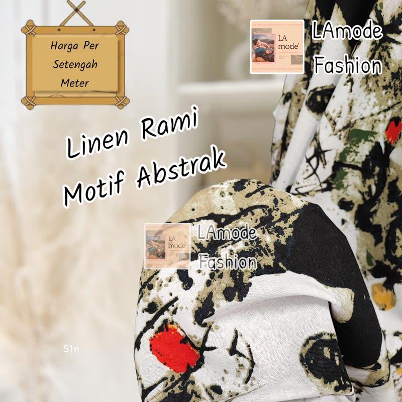 Kain Linen Rami Motif Abstrak