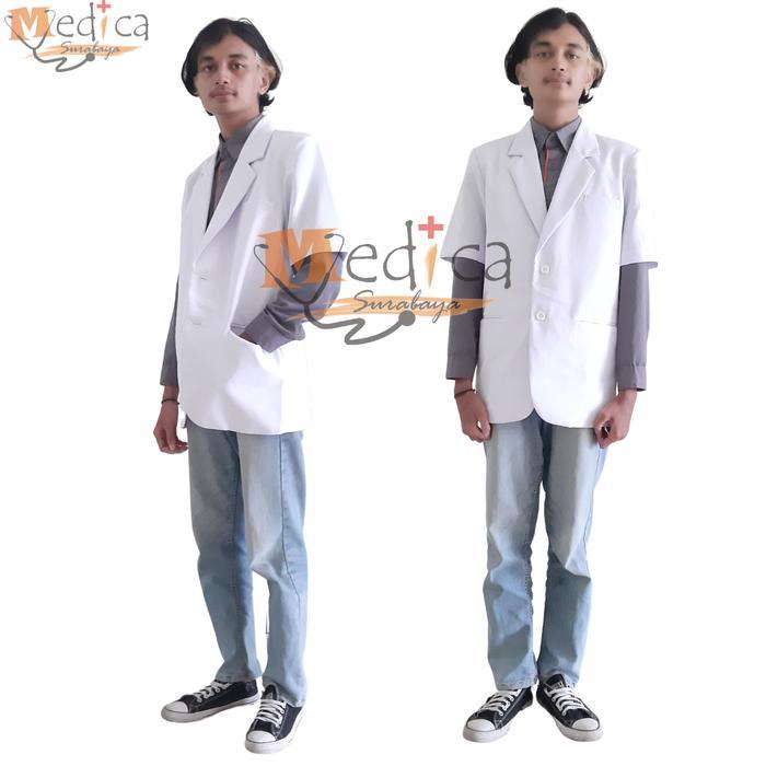 Jas Dokter Pria Lengan Pendek