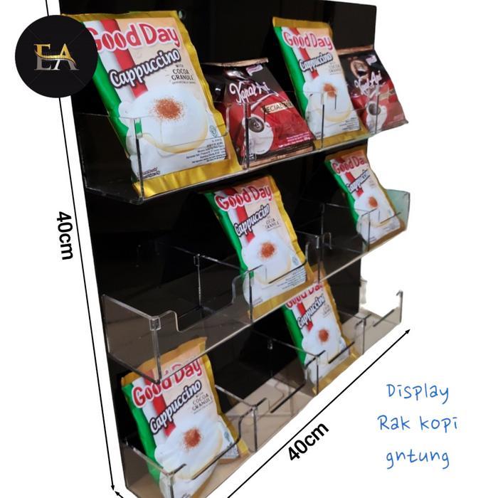 Diaplay Rak Kopi / Rak Kopi Akrilik Gantung